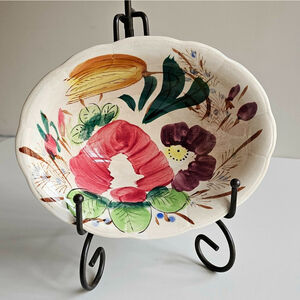 Vintage Nove Rose (Italy) Ironstone Deep Oval Bowl – Scalloped Floral Tulip